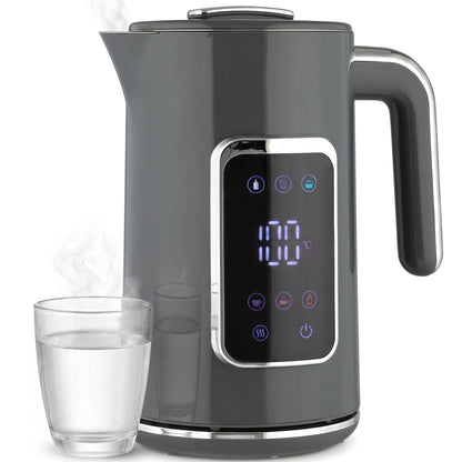 1.7L Fast Boil 3000W Electric Kettle with LED Display, Grey