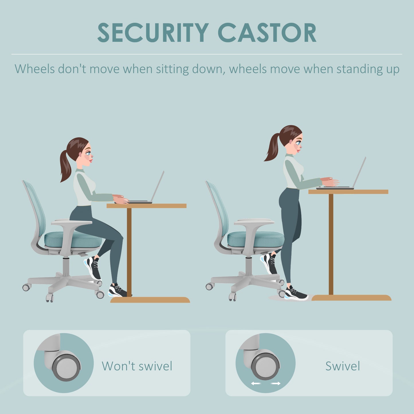 Vinsetto Office Chair, Breathable Mesh Swivel Desk Chair with Adjustable Height for Home Office, Study, Light Green