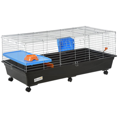 119cm Small Animal Cage for Rabbit Guinea Pig w/ Food Dish Black