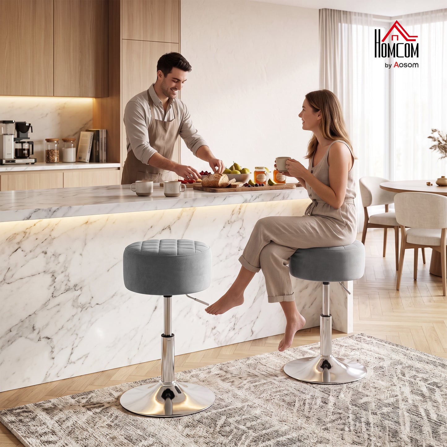 Bar Stool Adjustable Swivel 1 Piece, Grey