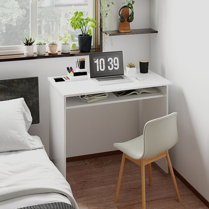 Computer Desk Writing Table Study Workstation Storage High Gloss White