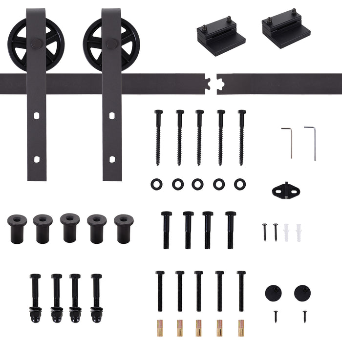 Modern Sliding Barn Door Closet Hardware Track Kit Track System Unit for Single Wooden Door 6FT/1830mm