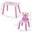 3-Piece Set Kids Wooden Table Chair with Crown Pattern Easy to Clean Gift for Girls Toddlers Age 3 to 8 Years Old Pink