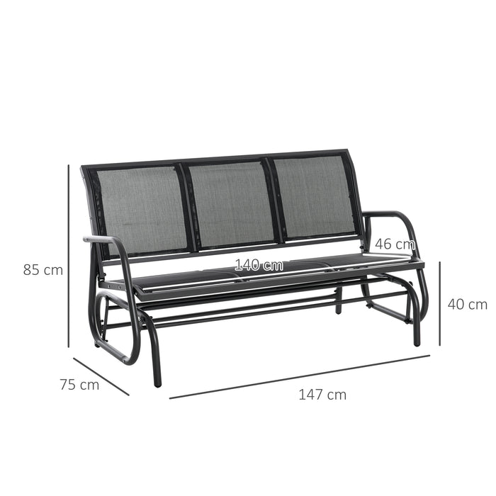 3-Seat Glider Rocking Chair for 3 People Garden Bench Patio Furniture Metal Frame