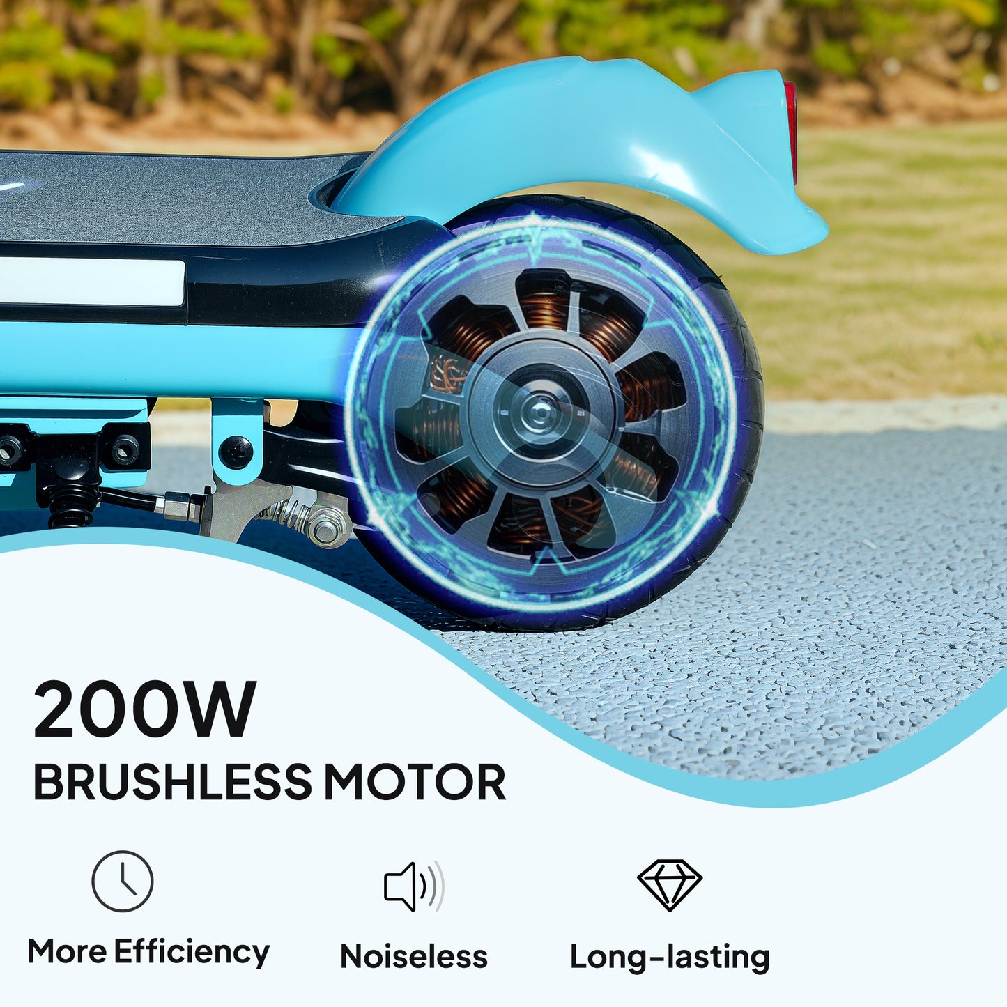 Electric Scooter for 6-14 with Dual Brakes & Colourful Light, Blue