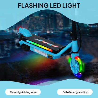 Electric Scooter for 6-14 with Dual Brakes & Colourful Light, Blue