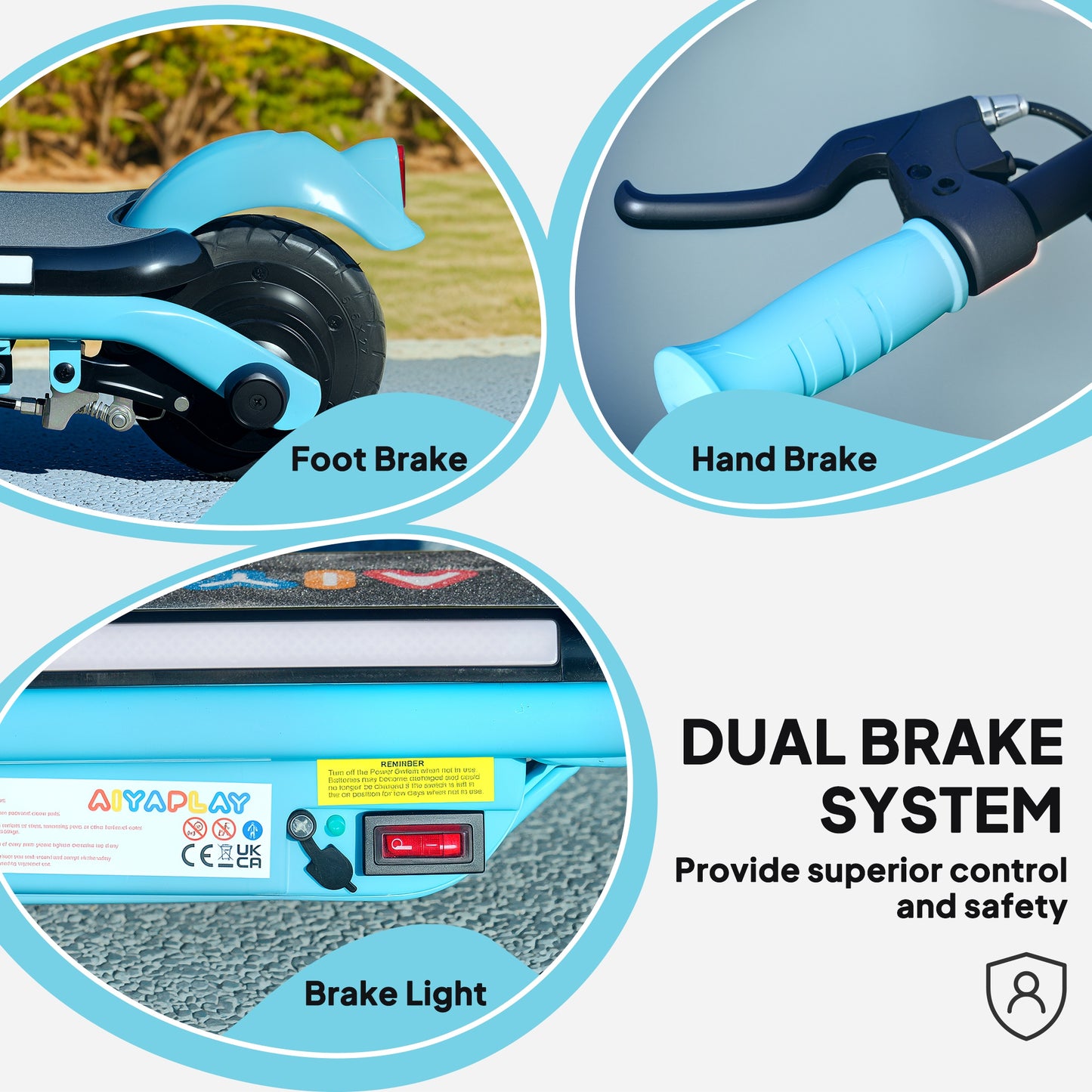 Electric Scooter for 6-14 with Dual Brakes & Colourful Light, Blue