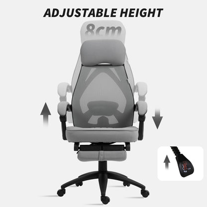 Mesh Swivel Task Chair for Home Office with Footrest Dark Grey