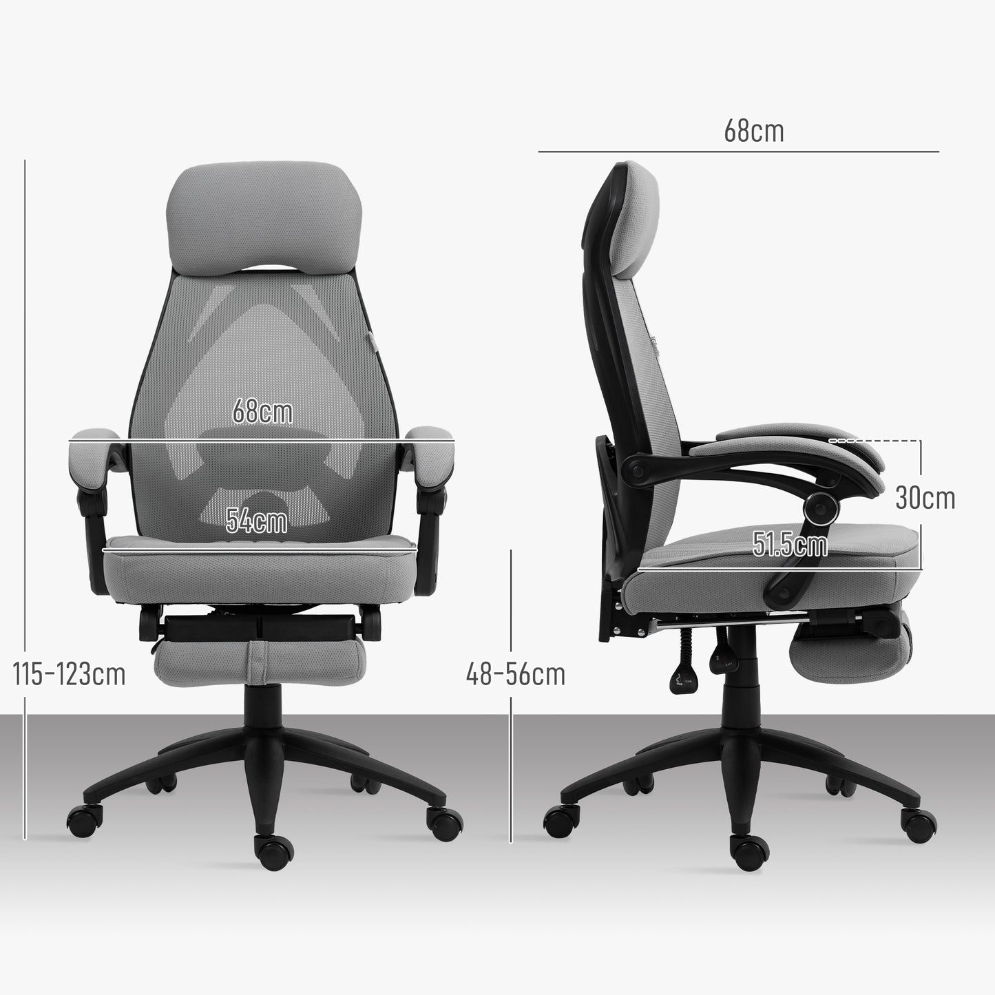 Mesh Swivel Task Chair for Home Office with Footrest Dark Grey