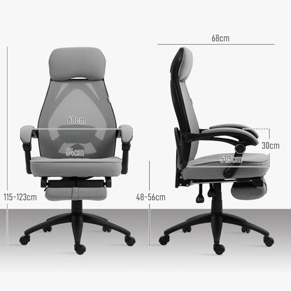 Mesh Swivel Task Chair for Home Office with Footrest Dark Grey
