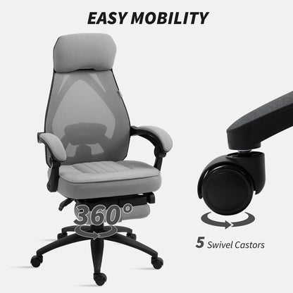 Mesh Swivel Task Chair for Home Office with Footrest Dark Grey