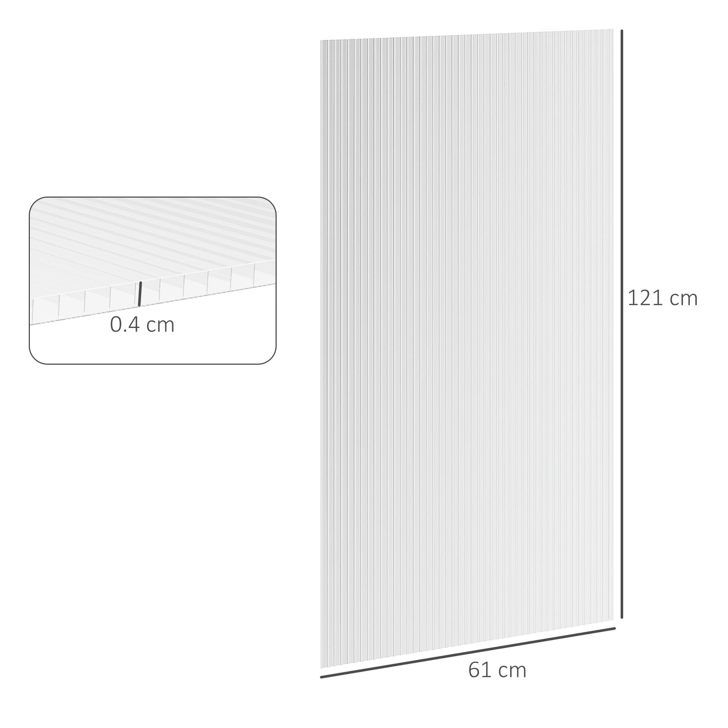 14 Pieces Twin-Wall Greenhouse Polycarbonate Sheets, 121 x 61 x 0.4cm