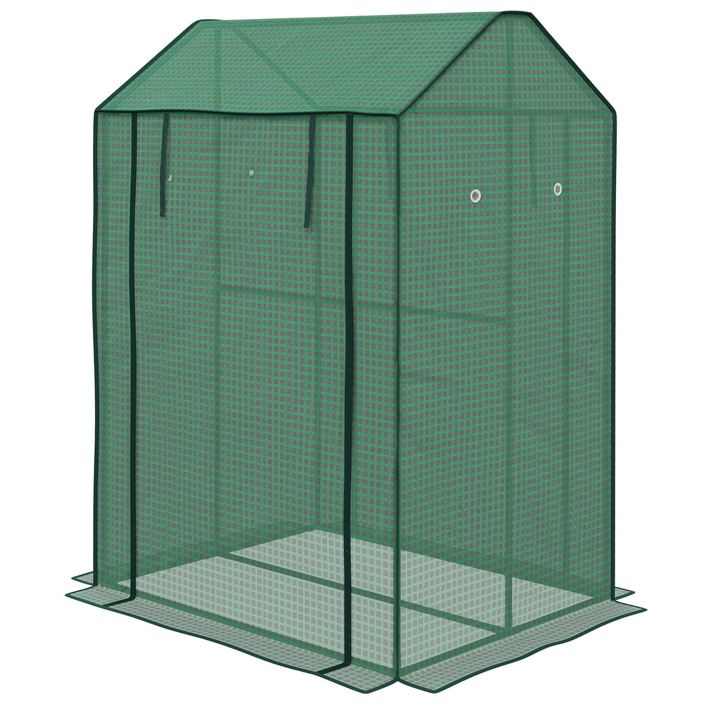 2-Room Green House, Mini Greenhouse with 2 Roll-up Doors, Vent Holes and Reinforced Cover, 100 x 80 x 150cm