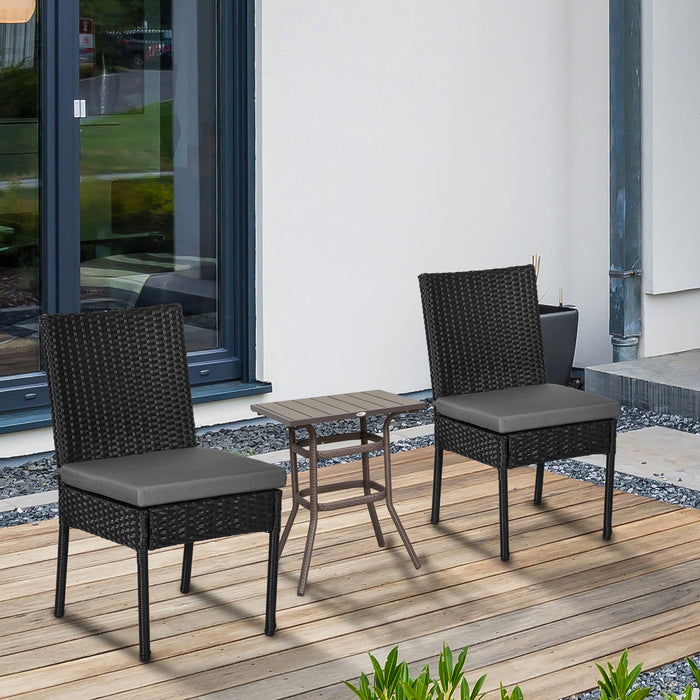 Set of Two Armless Rattan Garden Chairs - Black