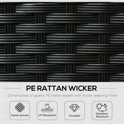 8 Pieces PE Rattan Corner Sofa Set, Outdoor Garden Furniture Set, Patio Wicker Sofa Seater w/ Cushion, Washable Cushion Cover, Black