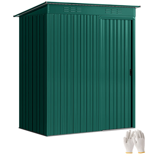 5 x 3.5ft Metal Garden Shed with Effortless Assembly, Green
