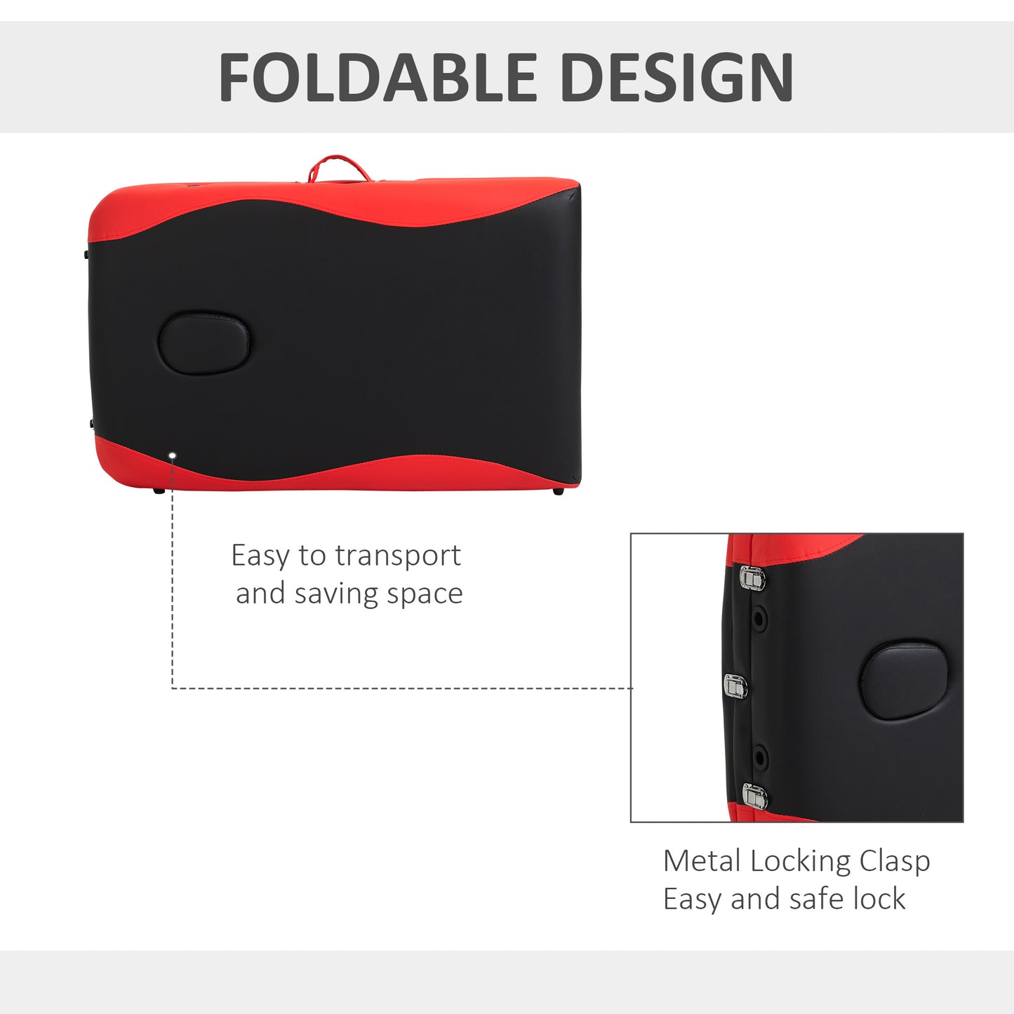Foldable Massage Table Professional Salon SPA Facial Couch Bed Black and Red