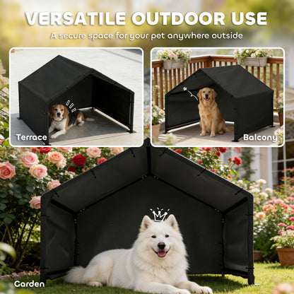 Dog Shade Shelter, Outdoor Dog House with Waterproof & UV-Resistant Canopy, Pet Tent for Small Medium Large Breeds, Pet House for Small Animals with Ground Nails, 125 x 110 x 93 cm