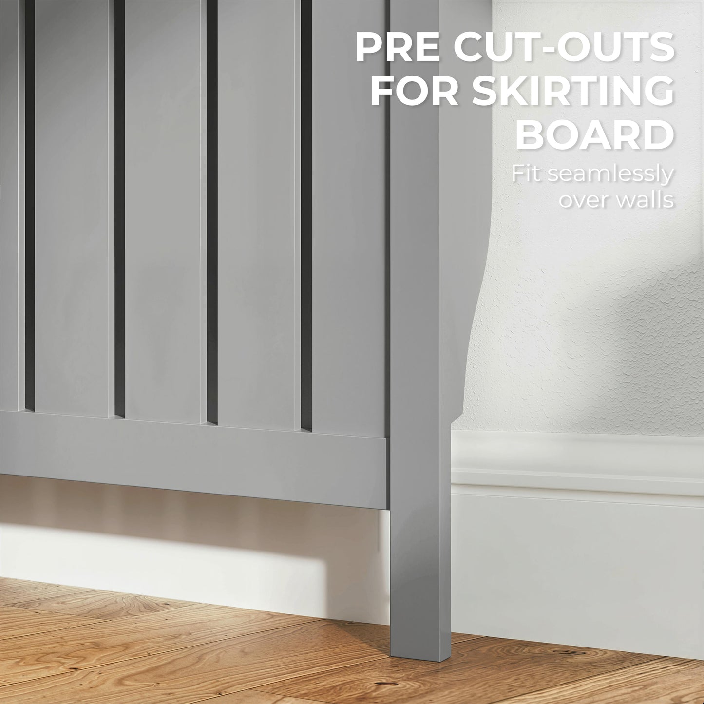 Large Radiator Cover with Drawers and Vertical Slats 119 x 19 x 93 cm