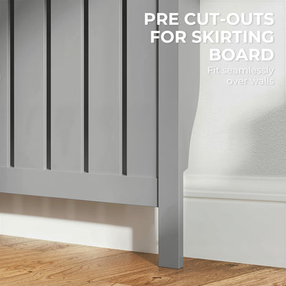 Large Radiator Cover with Drawers and Vertical Slats 119 x 19 x 93 cm