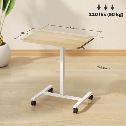 Standing Desk Mobile Overbed Table w/ Wheels for Home Office Natural
