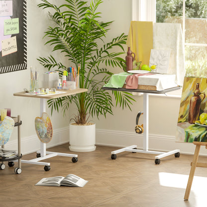 Standing Desk Mobile Overbed Table w/ Wheels for Home Office Natural