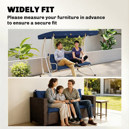 3 Seater Bench Cushion, Garden Chair Cushion with Back and Ties
