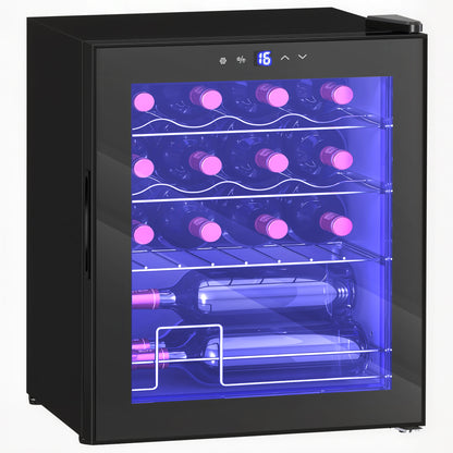 16 Bottle Wine Cooler with Adjustable Temperature Control, Black