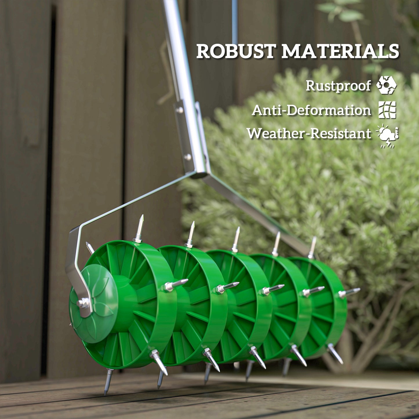 Grass Spike Roller, Soil Aerator w/ 3 Piece Handle and T-bar Grip