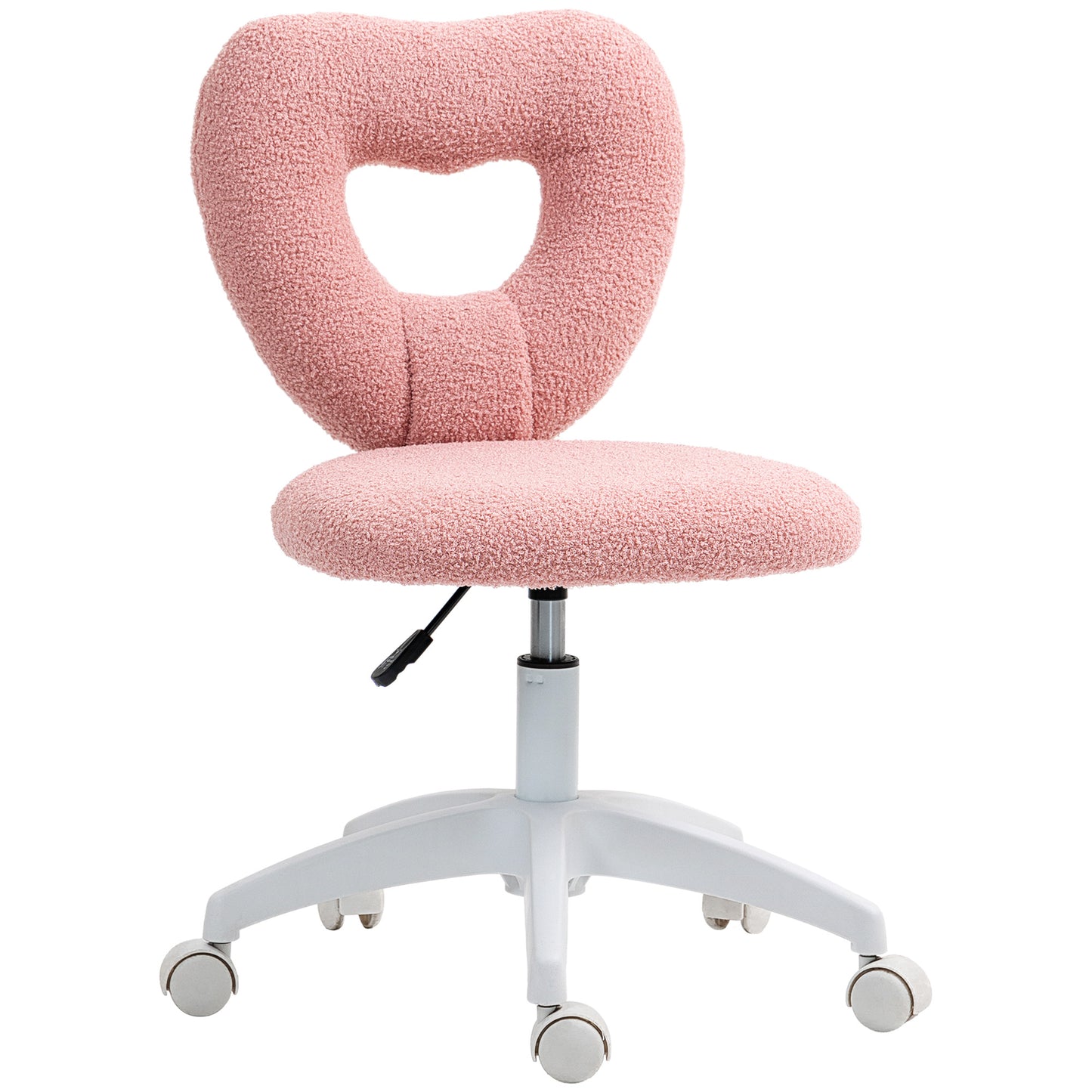 Armless Heart Desk Chair, Makeup Vanity Chair for Home, Pink