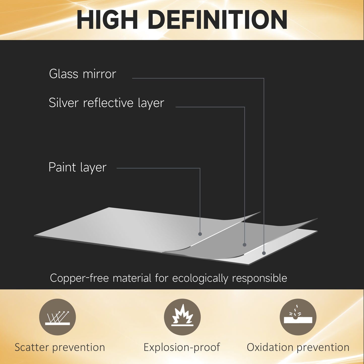 Dimming Full Length Mirror, 120 x 40cm Long Wall Mirror with 3 Colour LED, Smart Touch, Memory Function