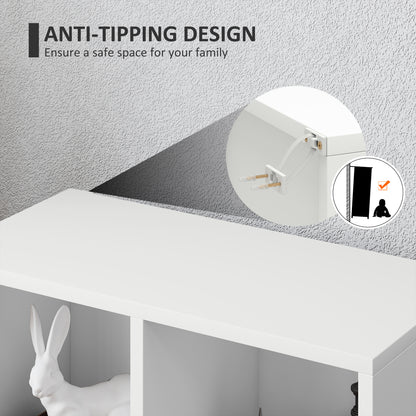 2-Tier Bookshelf with 5 Open Storage Compartments, White