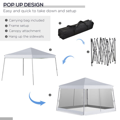 3 x3 x2.6m Folding Pop-up Garden Gazebo W/Mosquito Netting White