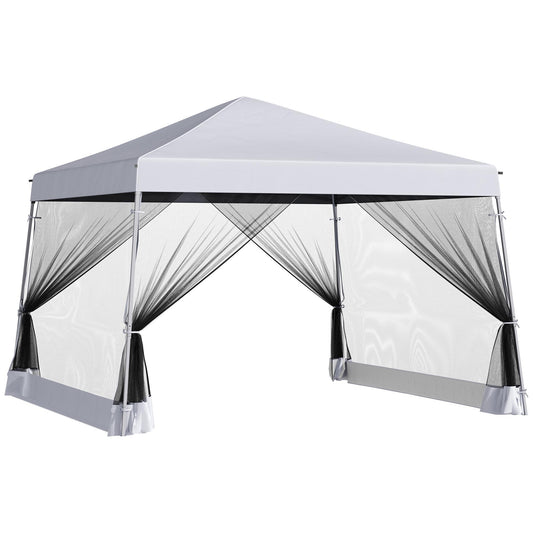 3 x3 x2.6m Folding Pop-up Garden Gazebo W/Mosquito Netting White