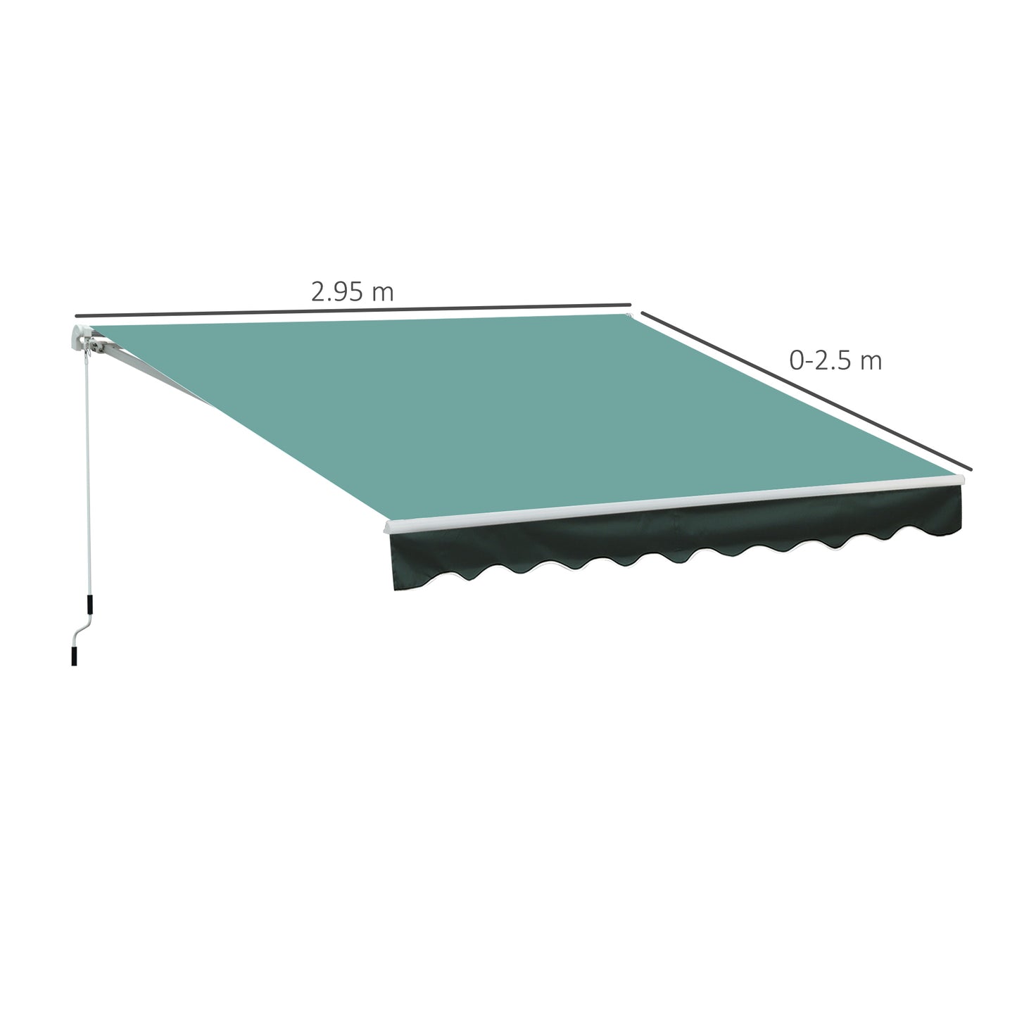 Garden Sun Shade Canopy Retractable Awning, 3 x 2.5m, Green