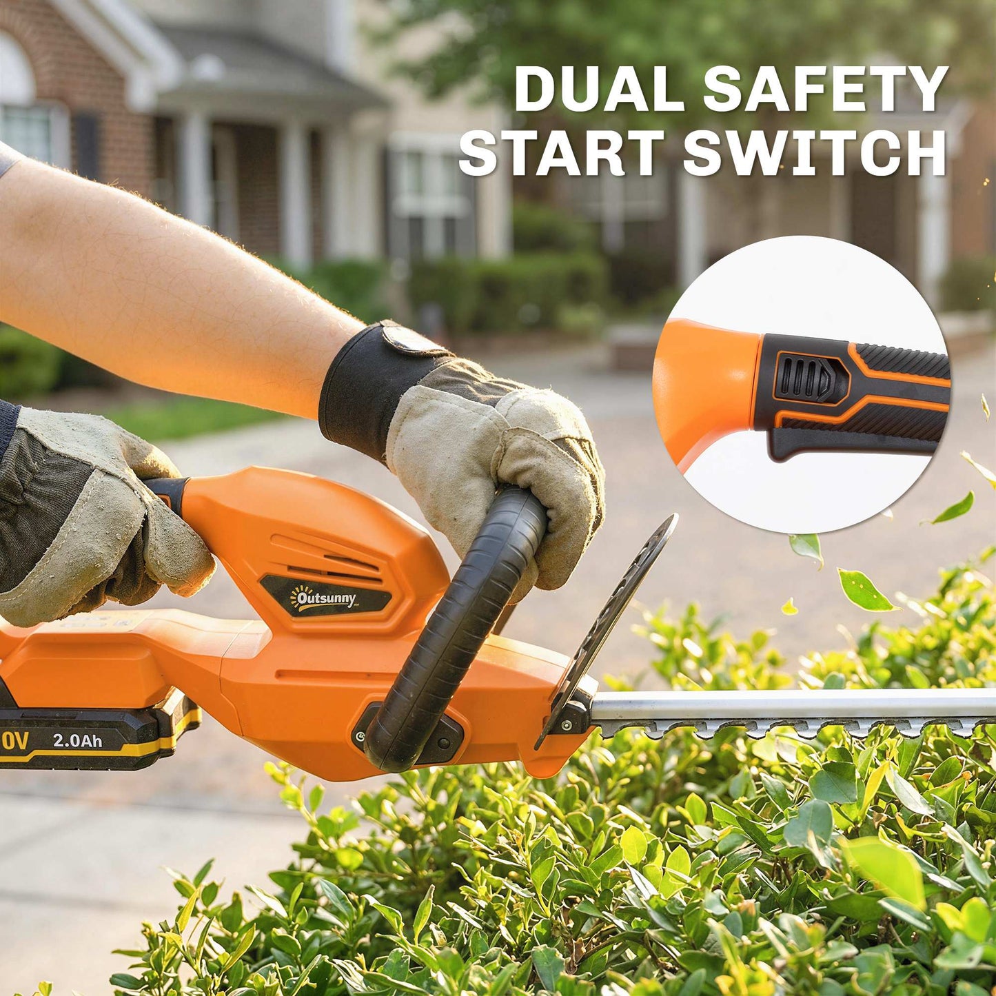 20" Cordless Hedge Trimmer with Dual Action Blade, 2000mAh Battery