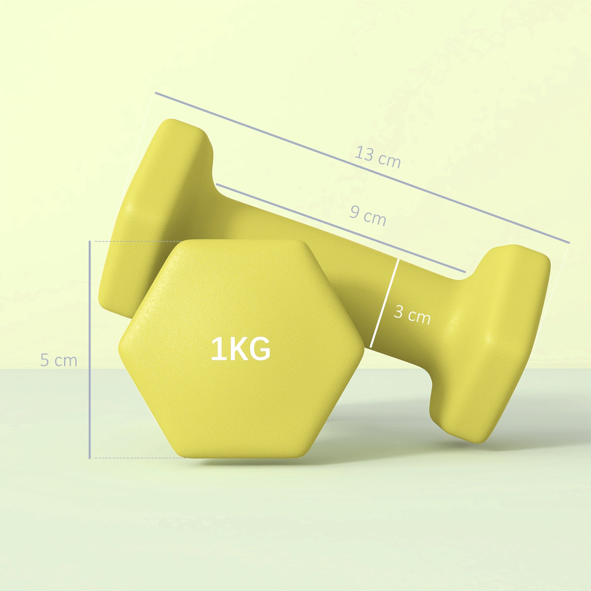 1kg Hexagonal Dumbbells (Set of 2) - Yellow