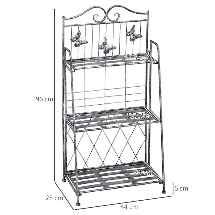 Indoor Outdoor Freestanding 3-Tier Garden Plant Stand Metal Flower Display Rack for Potted Plants Balcony D√É¬©cor 44L x 25W x 96H cm