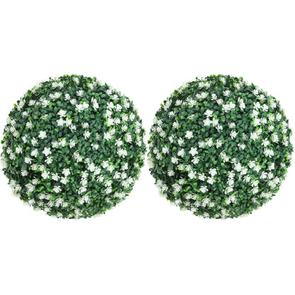 Set of 2 Artificial Topiary Balls Indoor Outdoor Faux Boxwood Balls