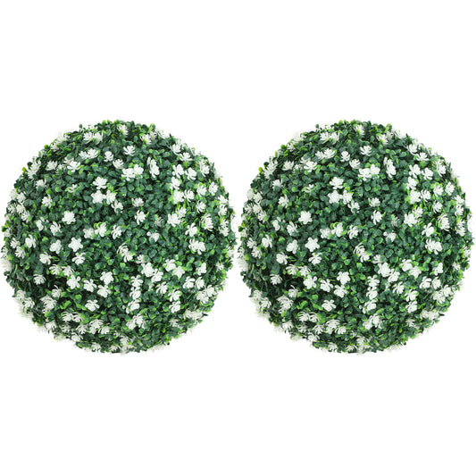 Set of 2 Artificial Topiary Balls Indoor Outdoor Faux Boxwood Balls