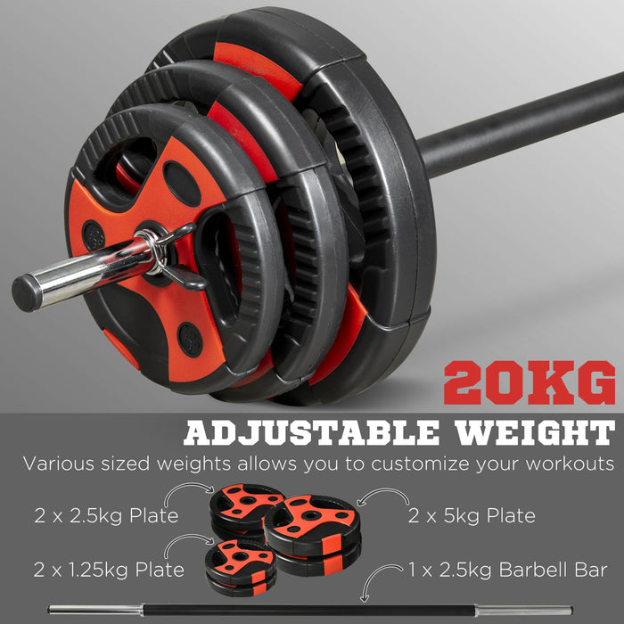 20kg Adjustable Barbell Weights Set for Home Gym Strength Training