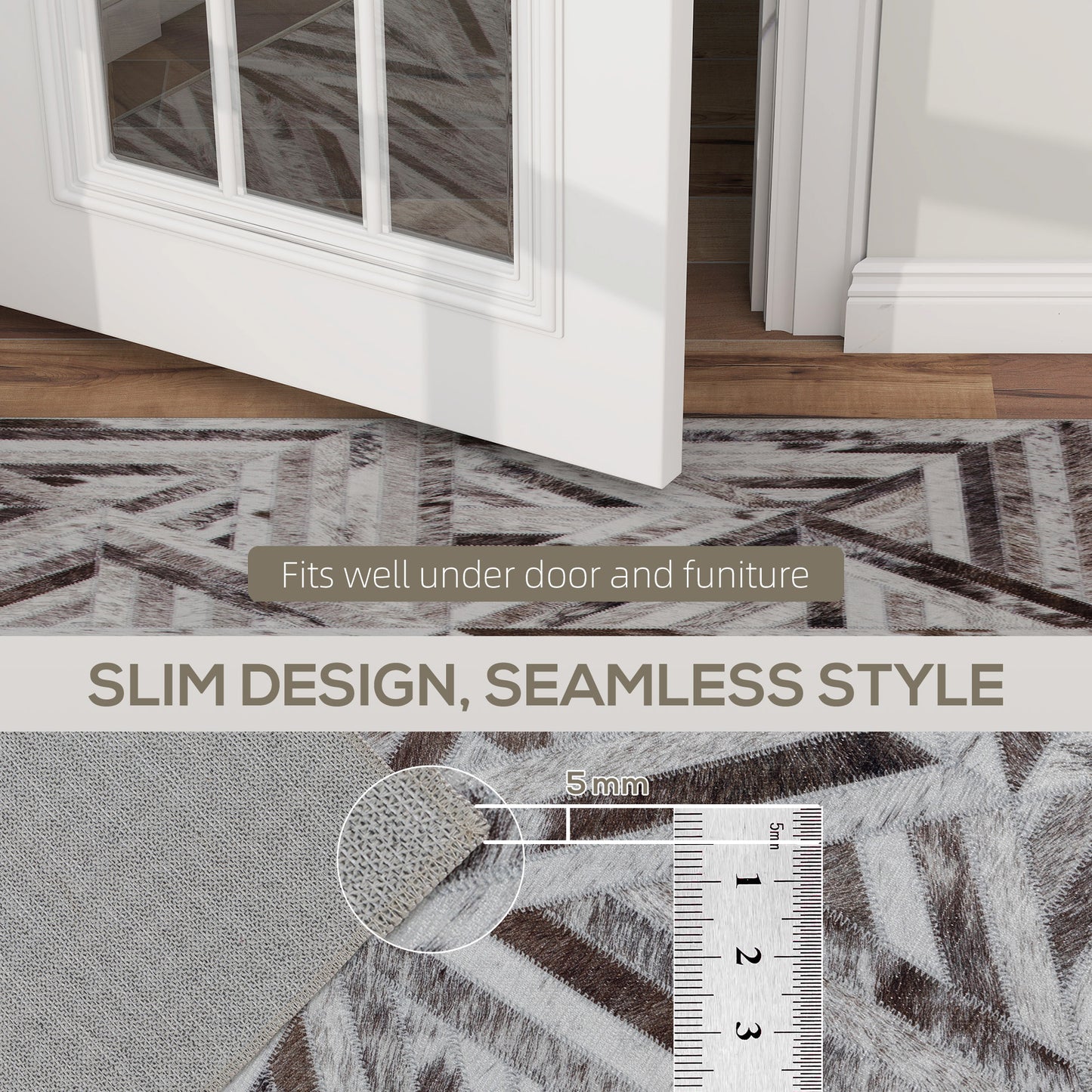 Non-Slip Washable Rug, Chenille Floor Carpet for Living Room, Brown