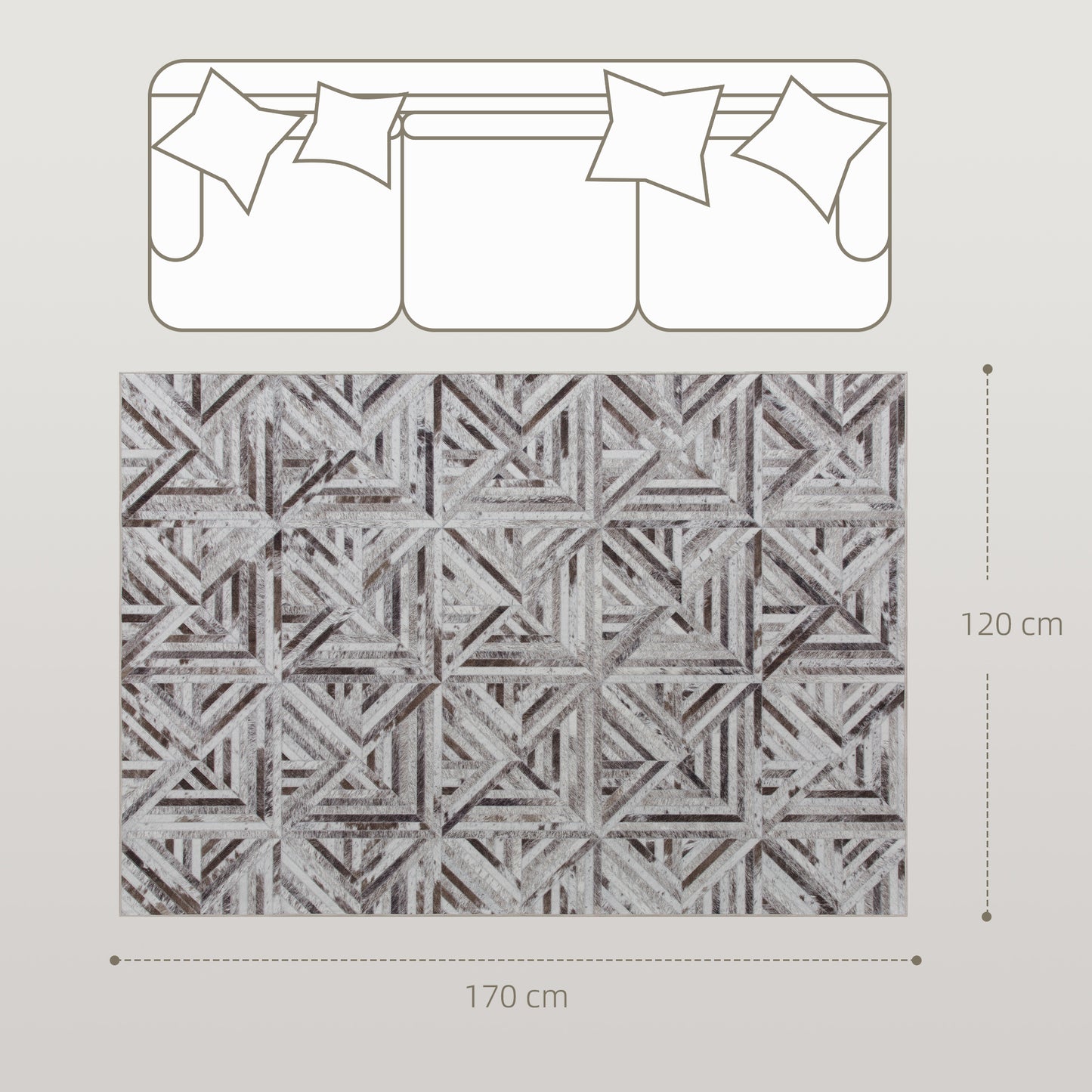 Non-Slip Washable Rug, Chenille Floor Carpet for Living Room, Brown