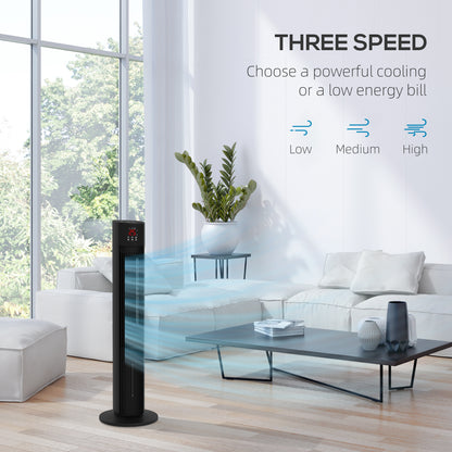 Oscillating Tower Fan Cooling with Ice Pack, Water Tank, Children Lock