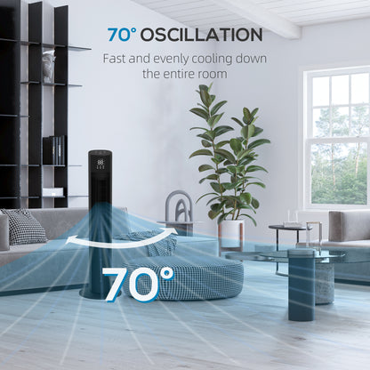 Oscillating Tower Fan Cooling with Ice Pack, Water Tank, Children Lock