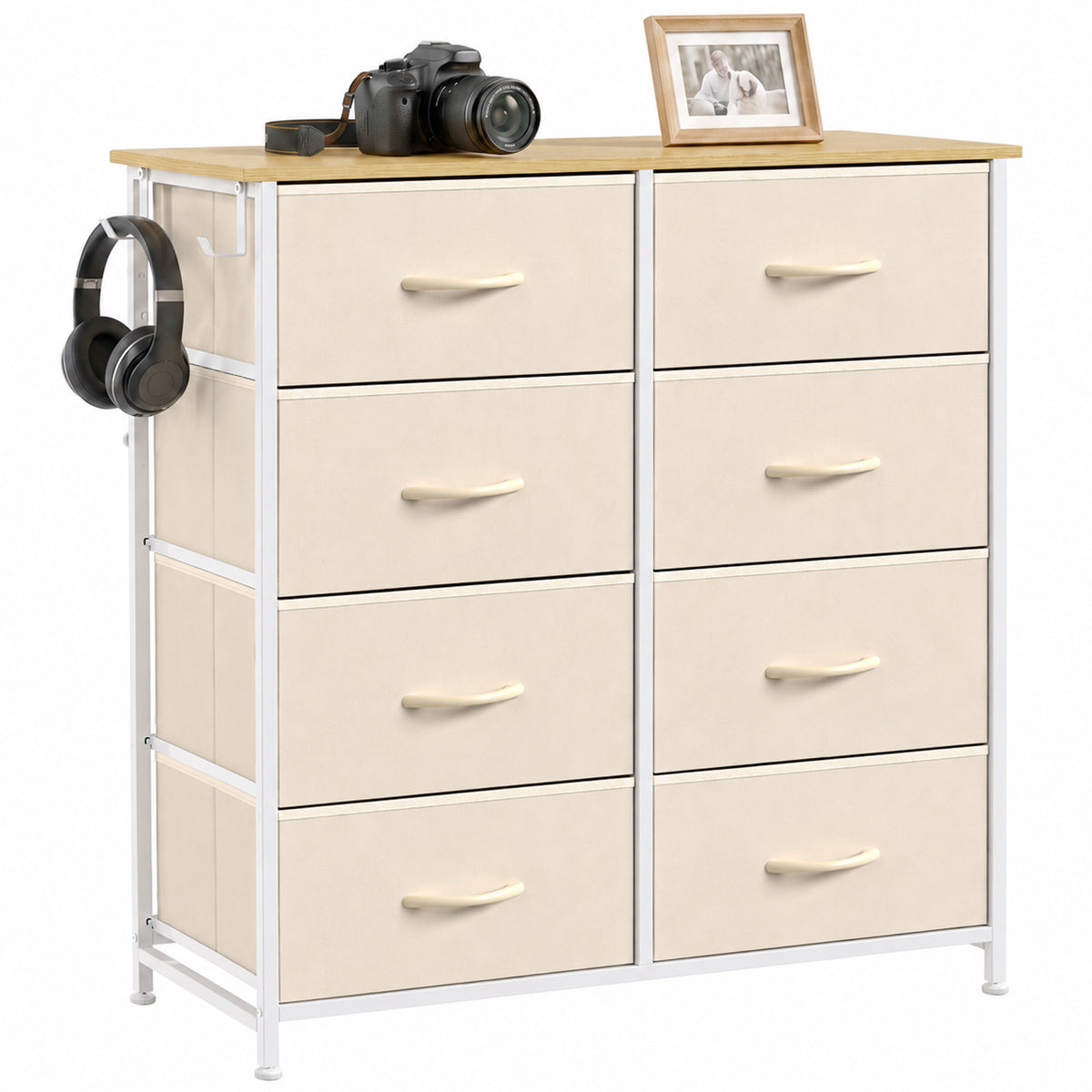 Fabric Chest of Drawers, 8 Drawer Dresser for Bedroom, Beige