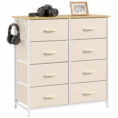 Fabric Chest of Drawers, 8 Drawer Dresser for Bedroom, Beige