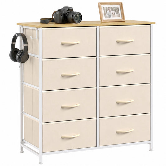 Fabric Chest of Drawers, 8 Drawer Dresser for Bedroom, Beige