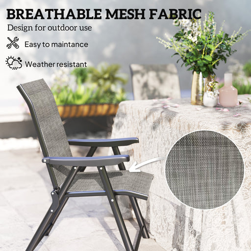 4PCS Folding Chair w/ Breathable Mesh Fabric Seat, Black and Grey