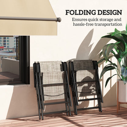 4PCS Folding Chair w/ Breathable Mesh Fabric Seat, Black and Grey